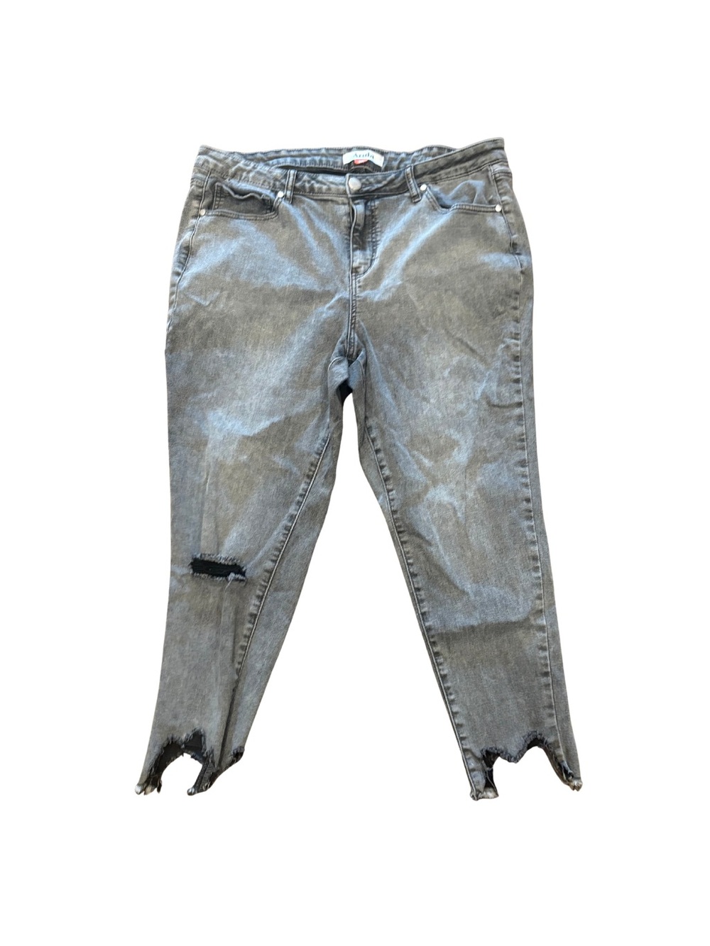 ARULA $78 Grey Denim High Rise Distressed Cropped Jeans 16